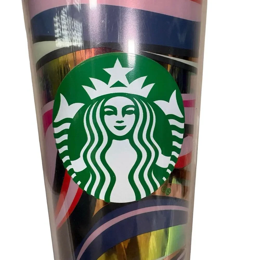 Starbucks Holiday 2021 Iridescent Swirl Venti 24oz Cold Cup Tumbler No Straw